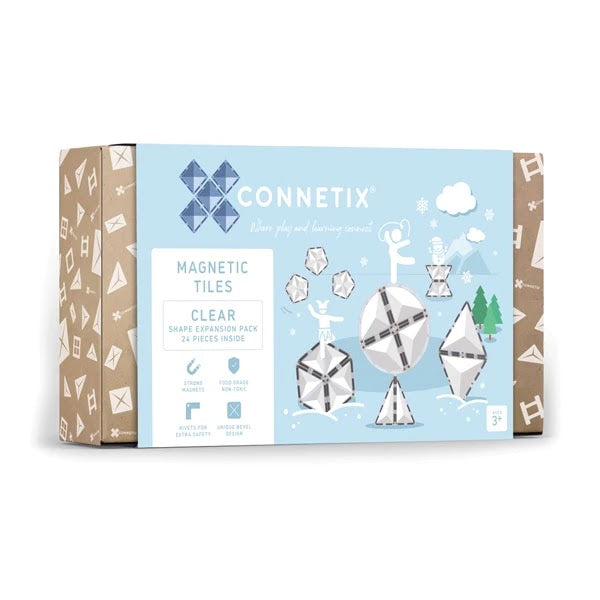 Connetix Tiles Clear Shape Expansion Pack 24 Pcs Educational Magnetic Tiles