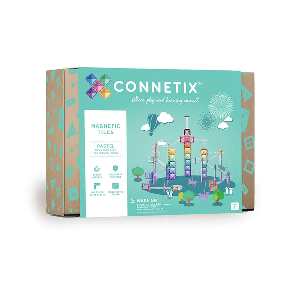 Connetix Tiles Pastel Ball Run Pack 106 Pcs Educational Magnetic Tiles