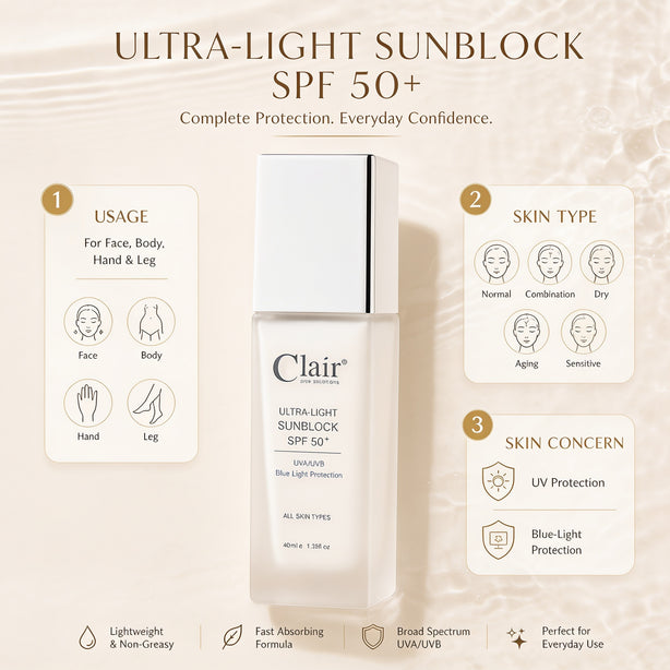 SG 61 Clair Skin Solutions Ultra-Light Sunblock Spf 50+, 40ml