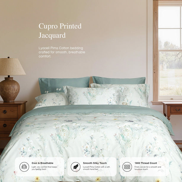 Intero Cupro Morgan 1800TC PIMA Cotton Printed Jacquard Luxury Bedding Set