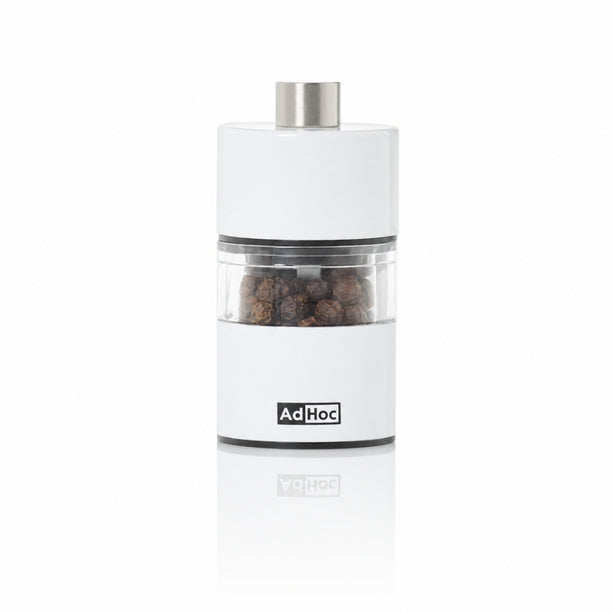 Ad Hoc Stainless Steel Lacquered Pepper And Salt Mill With Ceramic Grinder Ø3.2xH6.2cm, White, Minimill, Ceracut