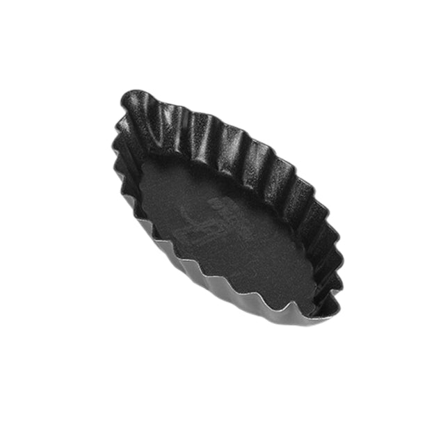 Matfer Exopan Stainless Steel Non-Stick Fluted Boat-Shaped Tartlet Tins L8.5xW3.5cm, 25Pcs/Pack
