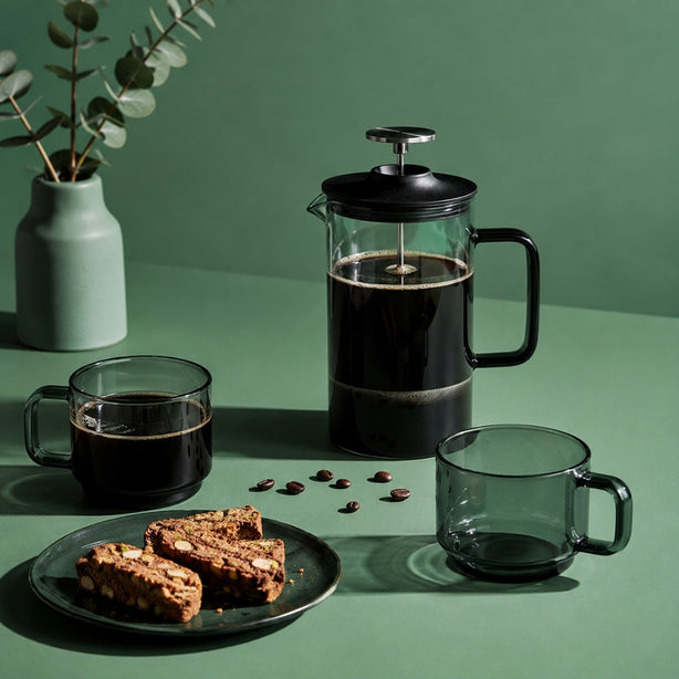 Ad Hoc Tinted Grey Borosilicate Glass Impact French Press Coffee Maker Ø9xH17cm, 600ml