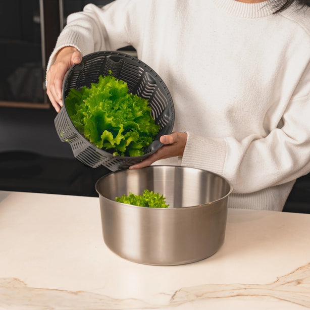 Zyliss Stainless Steel Small Easy Spin Salad Spinner L23xW23xH12cm