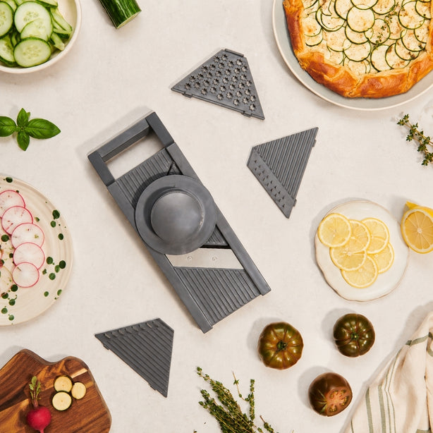 Culinare Stainless Steel 4-In 1 Blade Mandoline Slicer L30xW11xH7cm, Grey