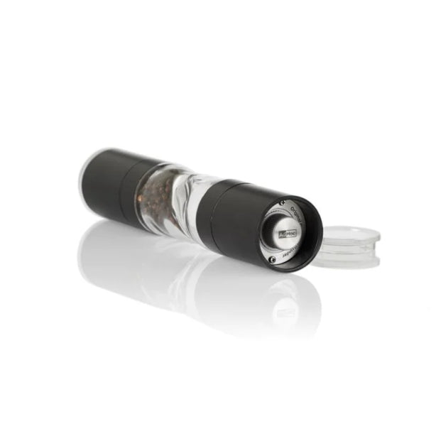 Ad Hoc Stainless Steel Salt & Pepper Double Mill With Ceramic Grinder Duomill Pure Ø4.5xH22cm, Black, Ceracut