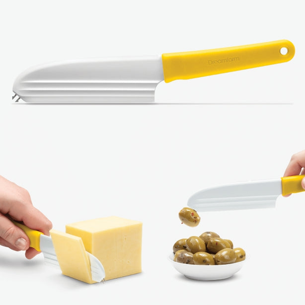 Dreamfarm Nylon Knibble Lite Cheese Knife 3-In-1 Slices, Spreads & Forks L23xW4.1cm, 0.03Kg,Yellow