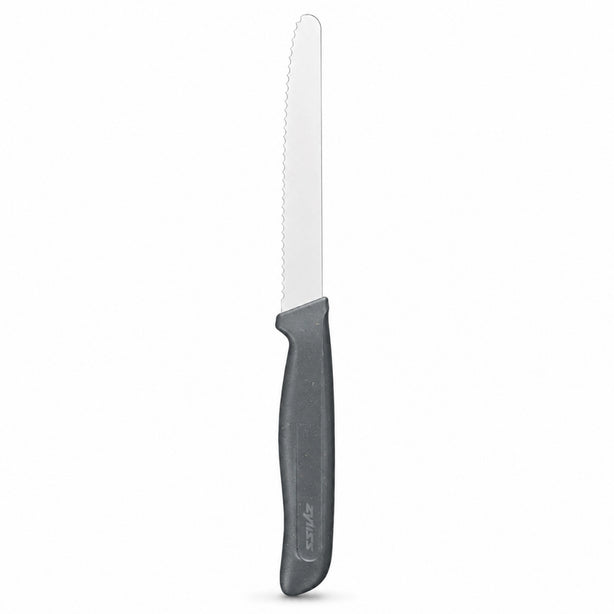 Zyliss Utility Stainless Steel Tomato Serrated Knife With Translucent Blade Cover 11cm, Gray