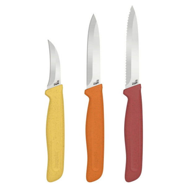Zyliss Classic Stainless Steel 3-Piece Knife Set With Translucent Blade Cover (1Xpeeling Knife 5.4cm, 1Xparing Knife 8.4cm, 1Xserrated Paring Knife 9.4cm)