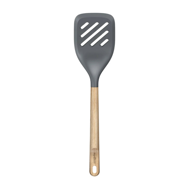 Zyliss Polybutylene Terephthalate Slotted Turner Oak Wood Handle L2xW8xH34cm, Heat Resistant To 200degree C, Gray