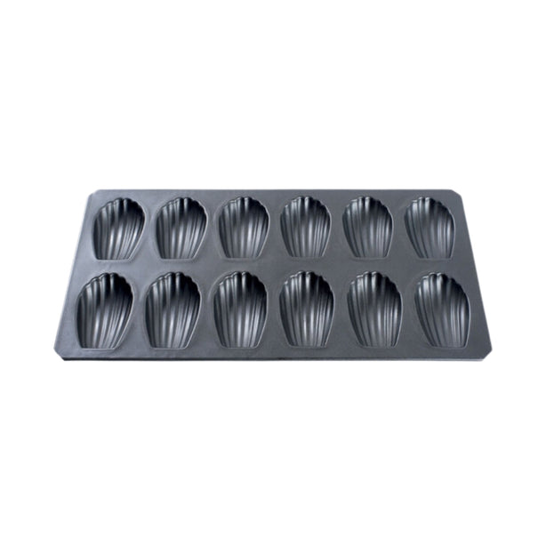Matfer Exopan Aluminium Non-Stick 12 Compartment Madeleine Baking Tray L36xW20cm, Mould Size L8cm, Black