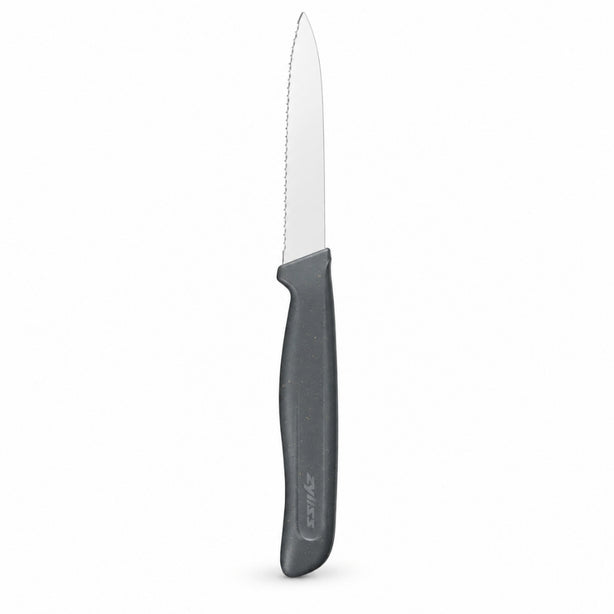 Zyliss Utility Stainless Steel Serrated Paring Knife With Translucent Blade Cover 10cm, Gray