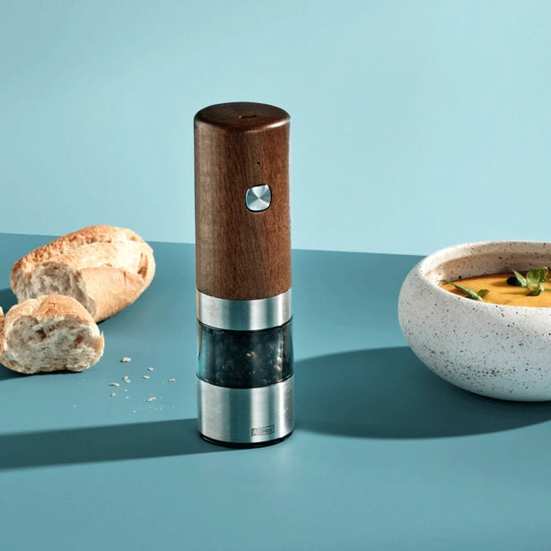 Ad Hoc Acacia Wood Electric Pepper And Salt Mill With Ceramic Grinder USB Rechargeable Ø5xH17cm, I.Mill, Ceracut