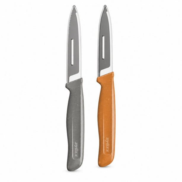Zyliss Utility Stainless Steel 2-Piece Knife Set With Translucent Blade Cover (1Xserrated Paring Knife 10cm, 1Xparing Knife 9cm)
