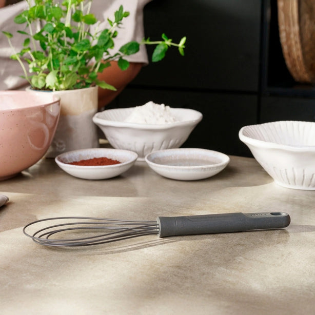 Zyliss Silicone Flat Whisk L2.2xW7xH30.3cm, Head Heat Resistant To 240degree C, Handle Heat Resistant To 80degree C, Gray