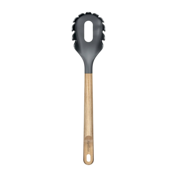Zyliss Polybutylene Terephthalate Spaghetti Server Oak Wood Handle L3X.W5.9xH30.2cm, Head Heat Resistant To 200degree C, Handle Heat Resistant To 80degree C, Gray