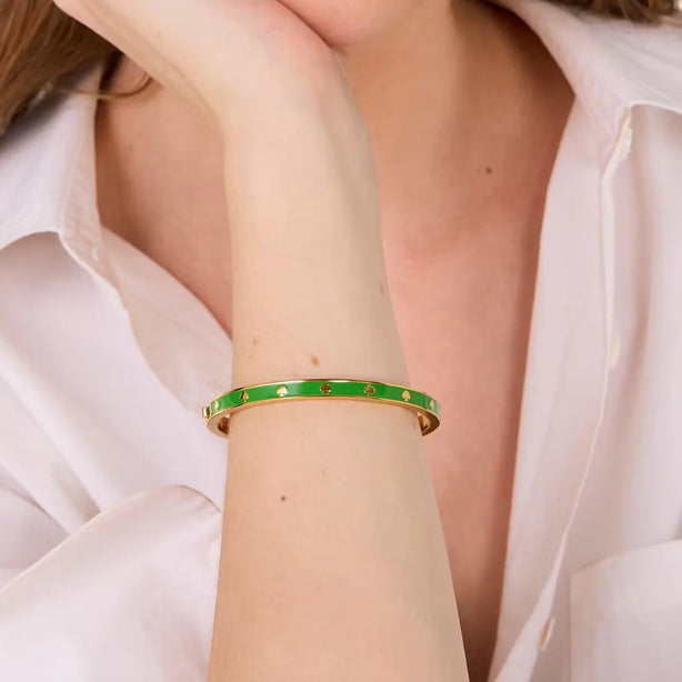 Kate Spade Spot the Spade Enamel Hinged Bangle Bracelet - KS Green KJ727