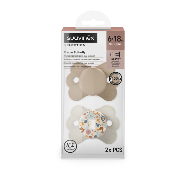Suavinex Wonderland Butterfly SX Pro Soother 6-18 Months 2 Pack - Liberty Neutral