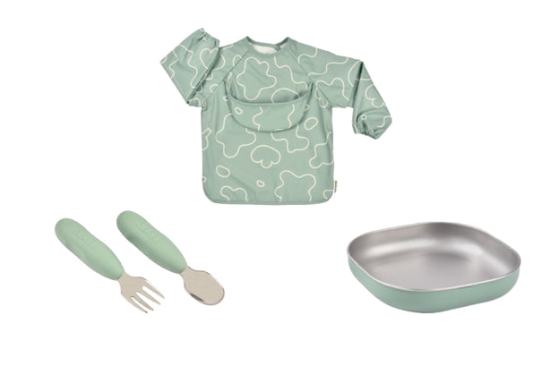 Beaba Stainless Steel Baby Meal Gift Set - Sage