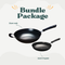 La Gourmet Nitrigan 32cm Wok with Black Handle + La Gourmet Nitrigan 24cm Frypan with Black Handle + La Gourmet Stainless Steel Turner with Wooden Handle