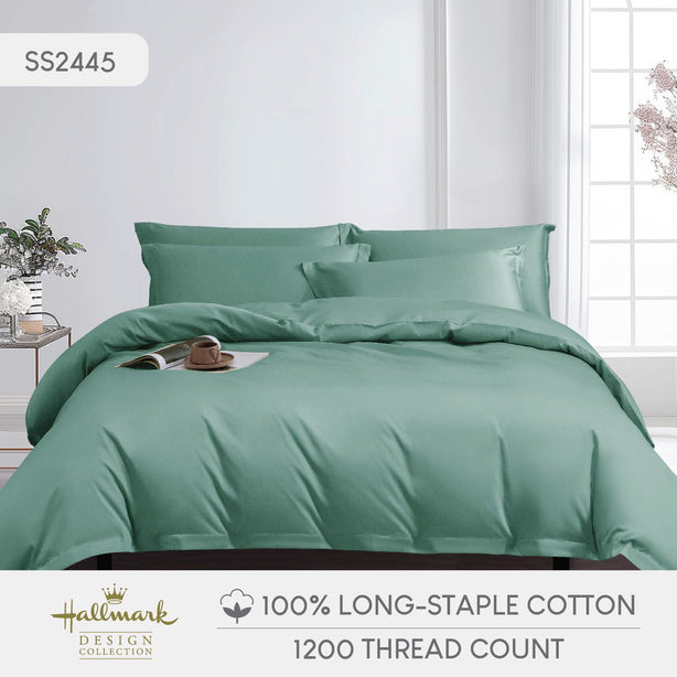 Hallmark Simplicity Premium Cotton 1200TC Plain Bed Linen - Green