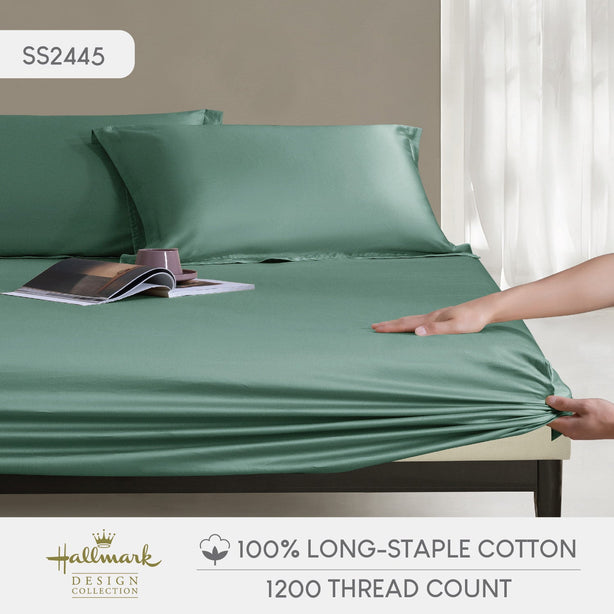 Hallmark Simplicity Premium Cotton 1200TC Plain Bed Linen - Green