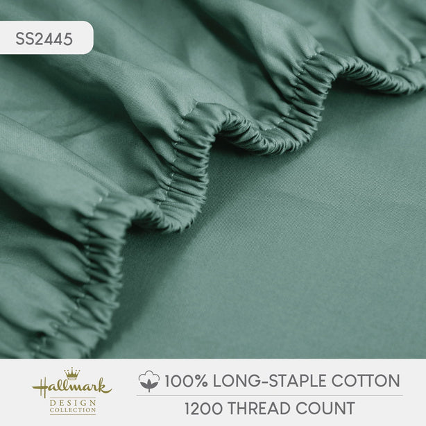 Hallmark Simplicity Premium Cotton 1200TC Plain Bed Linen - Green