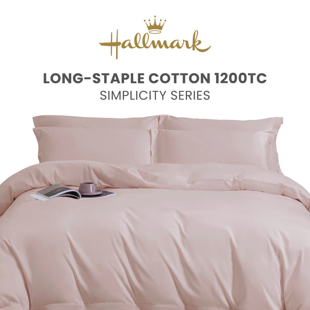 Hallmark Simplicity Premium Cotton 1200TC Plain Bed Linen - Pink