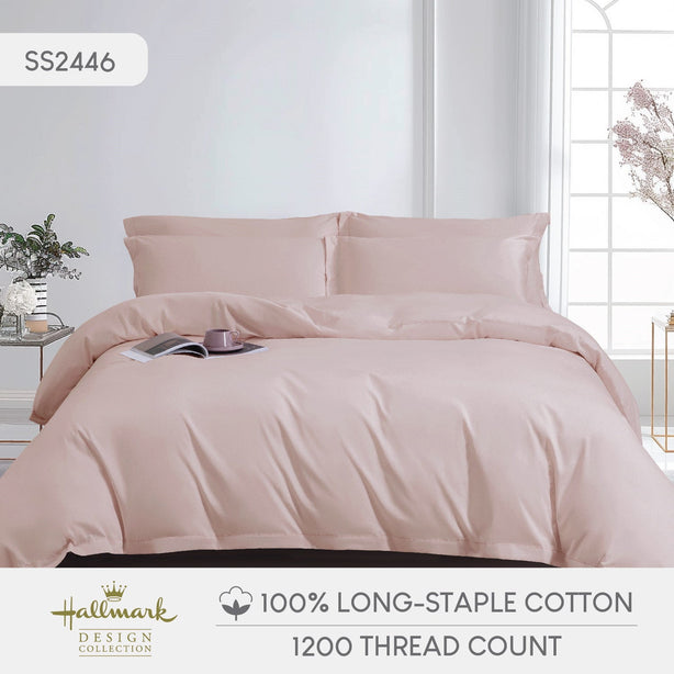 Hallmark Simplicity Premium Cotton 1200TC Plain Bed Linen - Pink