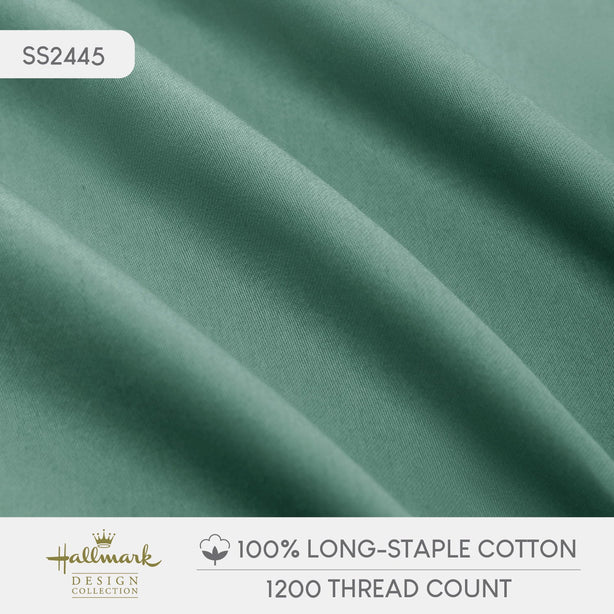 Hallmark Simplicity Premium Cotton 1200TC Plain Bed Linen - Green