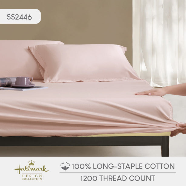 Hallmark Simplicity Premium Cotton 1200TC Plain Bed Linen - Pink
