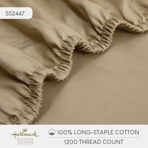 Hallmark Simplicity Premium Cotton 1200TC Plain Bed Linen - Khaki
