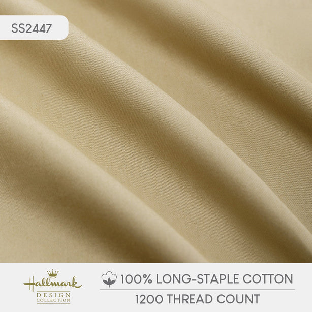 Hallmark Simplicity Premium Cotton 1200TC Plain Bed Linen - Khaki