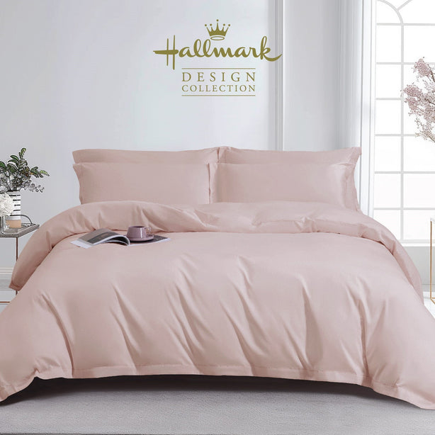 Hallmark Simplicity Premium Cotton 1200TC Plain Bed Linen - Pink