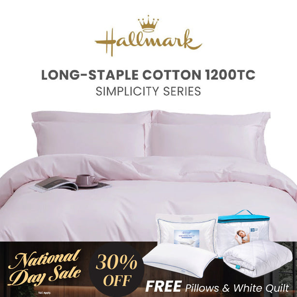 Hallmark Simplicity Premium Cotton 1200TC Plain Bed Linen - Lavender
