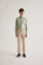 Coupe Cousu, Light Green Twill, Double Collar Long Sleeve Shirt
