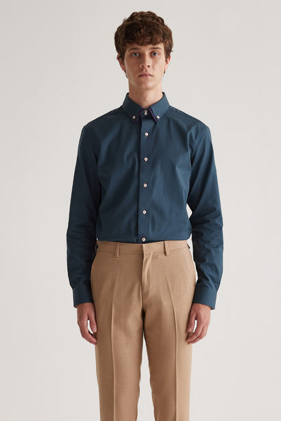 Coupe Cousu, Forest, Double Collar Long Sleeve Shirt