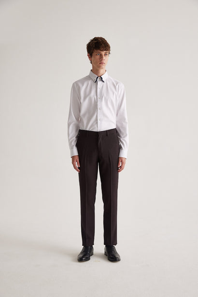 Coupe Cousu, White Twill, Double Collar Long Sleeve Shirt