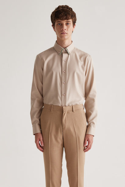 Coupe Cousu, Sand Twill, Double Collar Long Sleeve Shirt