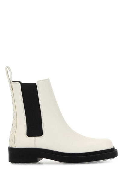 Ivory Leather Chelsea Ben Ankle Boots