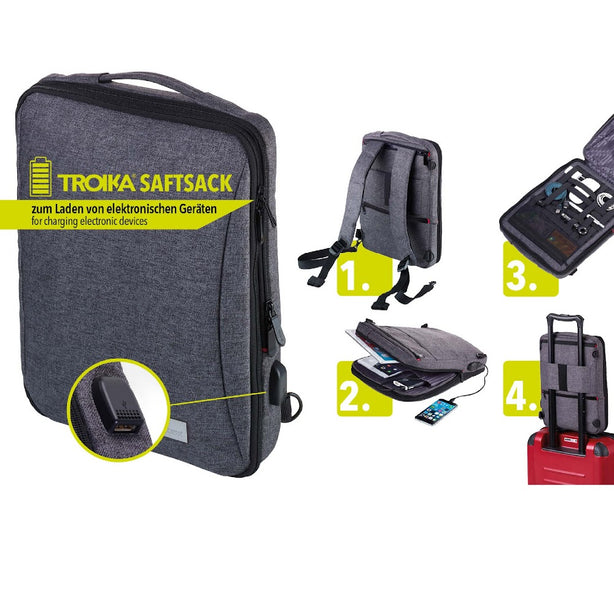 Troika Backpack Business Saftsack Anthracite Black RUC70GY