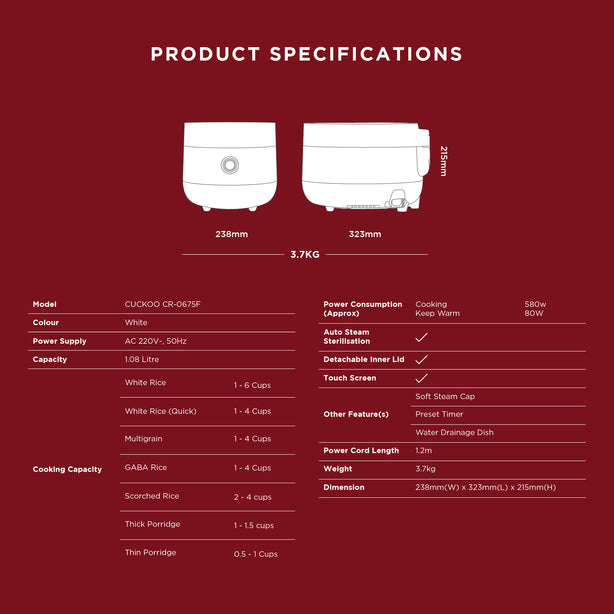 CR06 Multi-Cooker White (Cr-0675F)