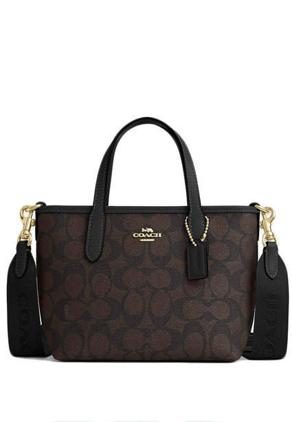 Coach City Mini Tote Bag In Signature Canvas - Walnut Black