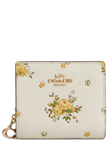 Coach Snap Wallet With Floral Print - White/Multi