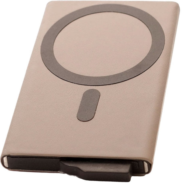 Monocozzi LUCID Refined | Biodegradable Leather Magnetic Metal Card Protector for iPhone