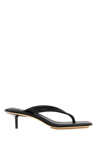 Black Rubber Thong Mules