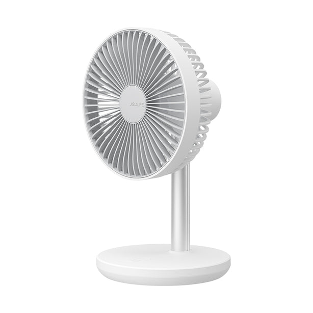 JISULIFE Table Fan LIFE7 8000mAh Oscillating Extendable Desk Fan 5-Speed Strong Wind 8m Quiet Timer Type-C Rechargeable – White