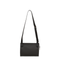 Fold Grain Leather Flat Pouch Shoulder Bags - Black