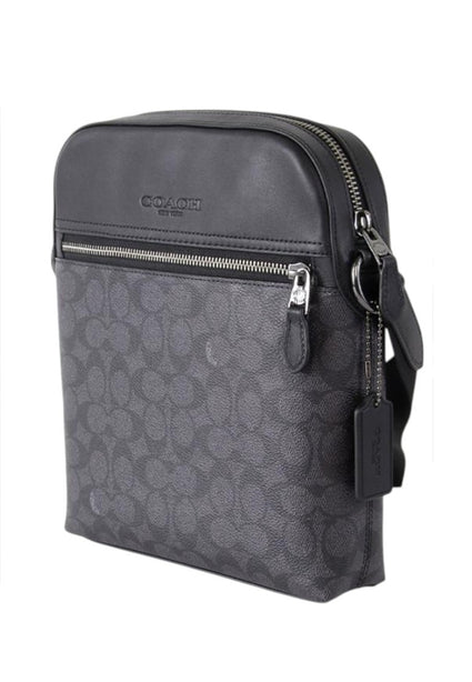 Coach Mens Houston Flight Bag In Signature Canvas - Charcoal/Black