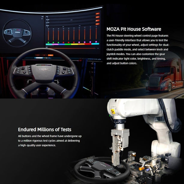 MOZA R5 Truck Driving Simulator Bundle Wheel Base + Truck Wheel + Pedals + Clamp